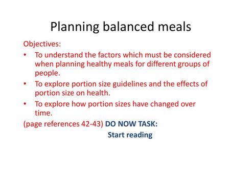 Planning balanced meals