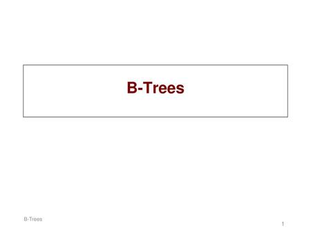 B-Trees B-Trees.