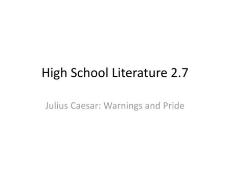 High School Literature 2.7