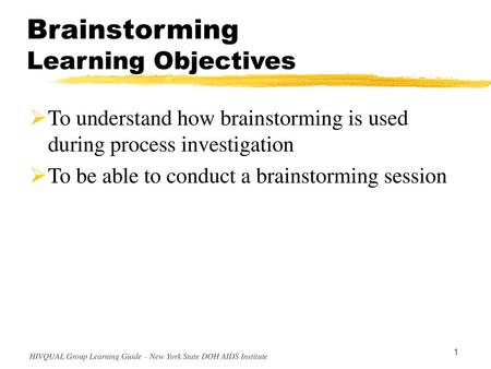 Brainstorming Learning Objectives
