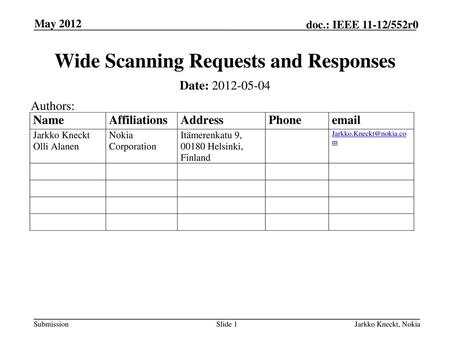 Wide Scanning Requests and Responses