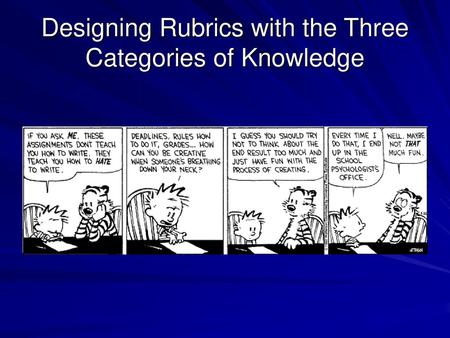 Designing Rubrics with the Three Categories of Knowledge