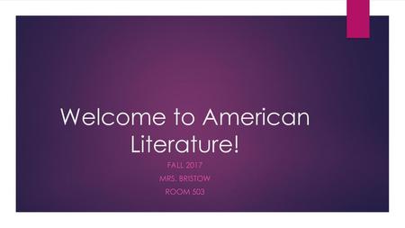 Welcome to American Literature!