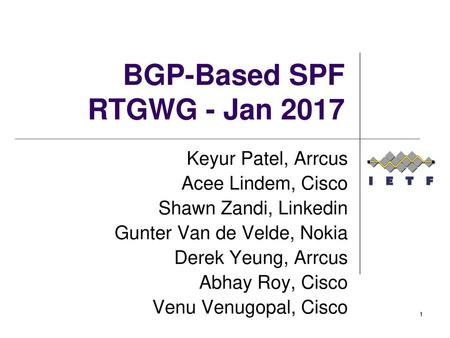 BGP-Based SPF RTGWG - Jan 2017