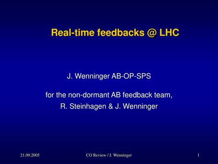 J. Wenninger AB-OP-SPS for the non-dormant AB feedback team,