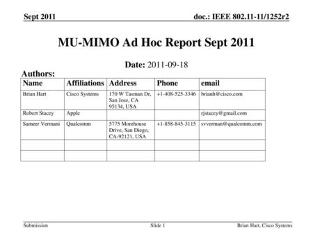 MU-MIMO Ad Hoc Report Sept 2011