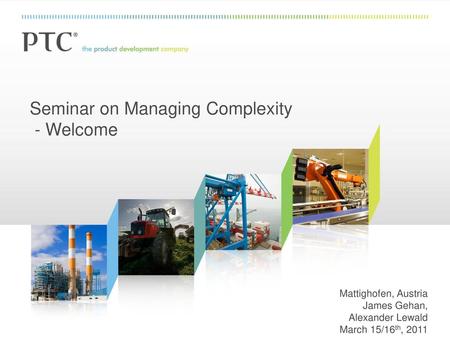 Seminar on Managing Complexity - Welcome