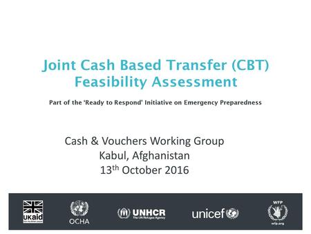 Joint Cash Based Transfer (CBT) Feasibility Assessment