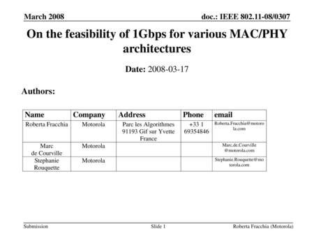 On the feasibility of 1Gbps for various MAC/PHY architectures