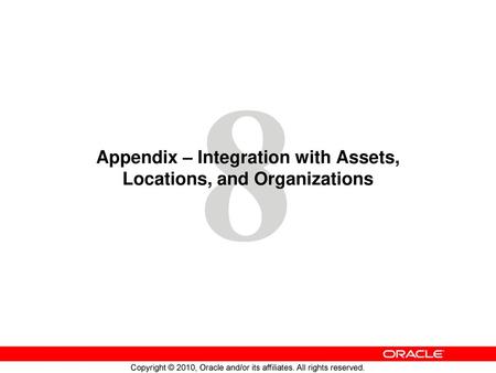 Appendix – Integration with Assets, Locations, and Organizations