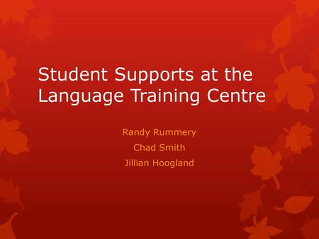 Student Supports at the Language Training Centre