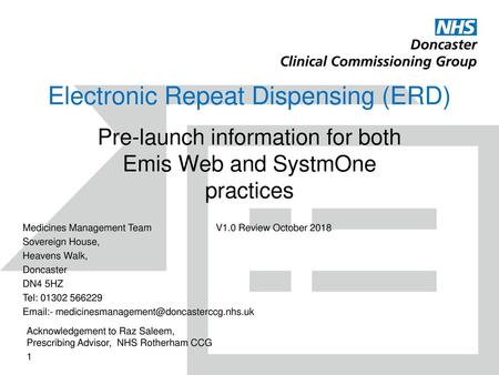 Electronic Repeat Dispensing (ERD)