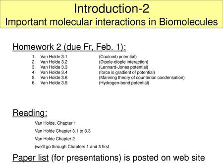 Introduction-2 Important molecular interactions in Biomolecules