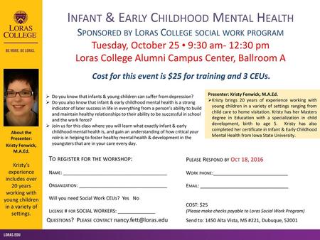 Cost for this event is $25 for training and 3 CEUs.