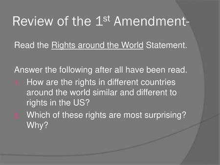 Review of the 1st Amendment-
