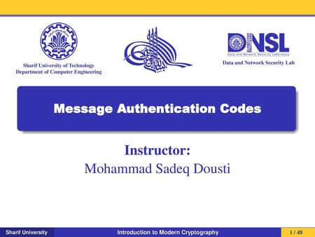 Message Authentication Codes