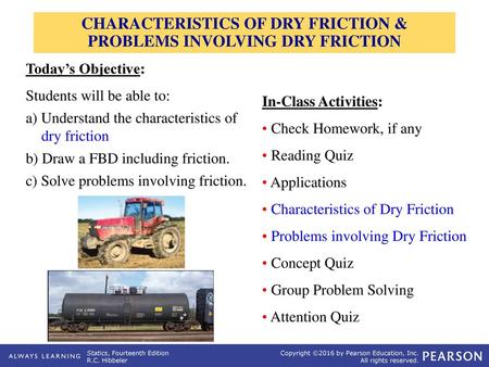 CHARACTERISTICS OF DRY FRICTION & PROBLEMS INVOLVING DRY FRICTION