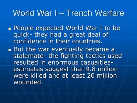 World War I – Trench Warfare