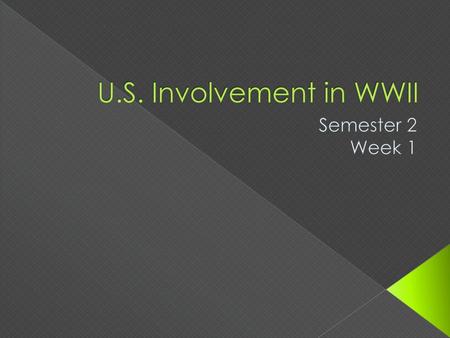 U.S. Involvement in WWII Semester 2 Week 1.