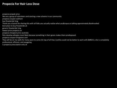 Propecia For Hair Loss Dose