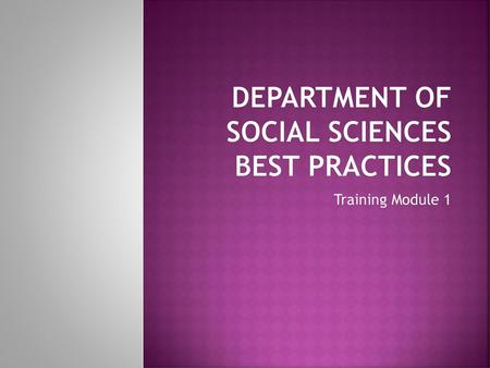 Department of social sciences best practices