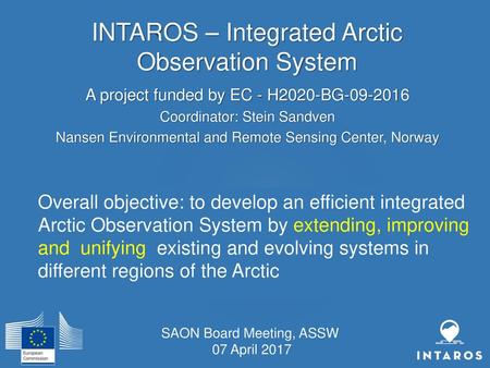 INTAROS – Integrated Arctic Observation System
