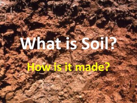 What is Soil? How is it made?.