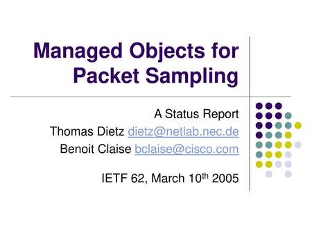 Managed Objects for Packet Sampling