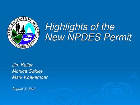 Highlights of the New NPDES Permit