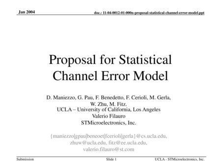 Proposal for Statistical Channel Error Model