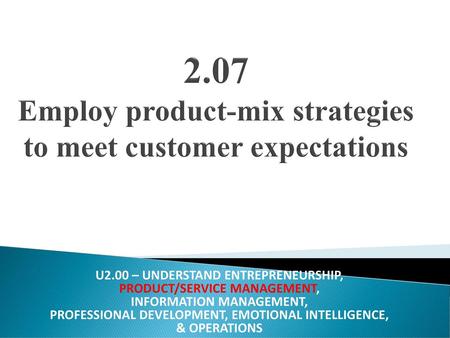 2.07 Employ product-mix strategies to meet customer expectations