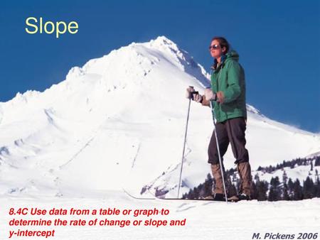 Slope 8.4C Use data from a table or graph to determine the rate of change or slope and y-intercept.