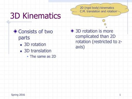 3d Kinematics Consists Of Two Parts Ppt Video Online Download