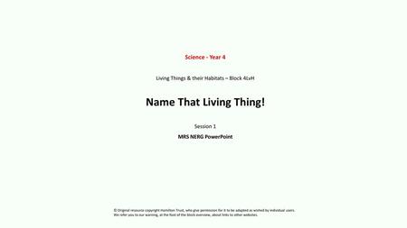 Living Things & their Habitats – Block 4LvH