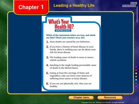 Chapter 1 Leading a Healthy Life