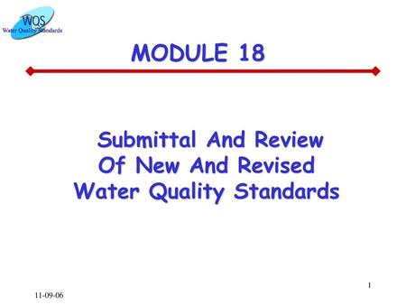Submittal And Review Of New And Revised Water Quality Standards