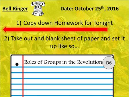 Copy down Homework for Tonight