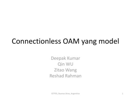 Connectionless OAM yang model