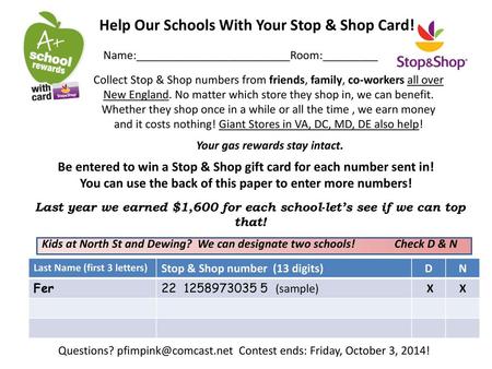 Help Our Schools With Your Stop & Shop Card!