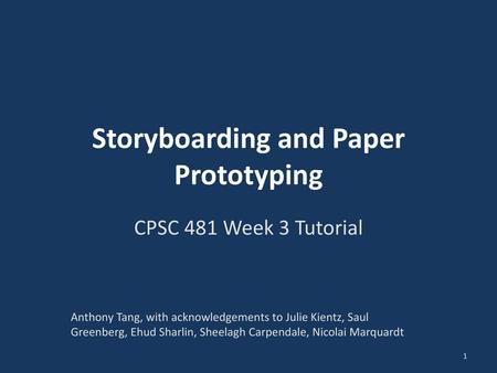 Storyboarding and Paper Prototyping