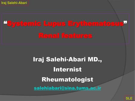 “Systemic Lupus Erythematosus” Renal features