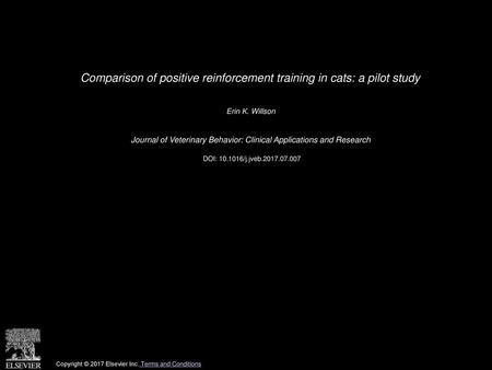 Comparison of positive reinforcement training in cats: a pilot study