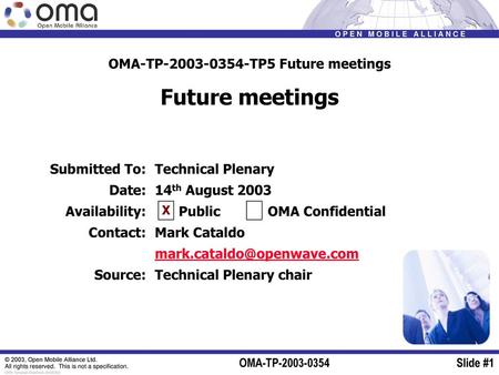 OMA-TP TP5 Future meetings Future meetings