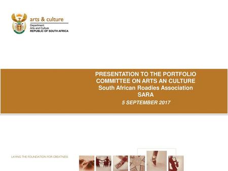 DEPARTMENT OF ARTS AND CULTURE 5 SEPTEMBER 2017