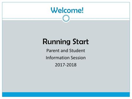 Welcome! Running Start Parent and Student Information Session