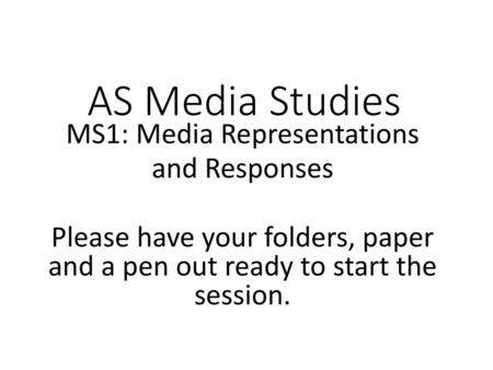 MS1: Media Representations