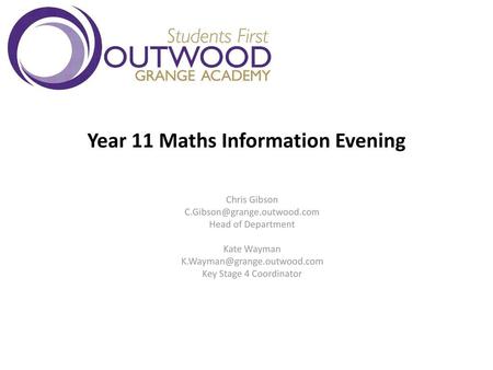 Year 11 Maths Information Evening
