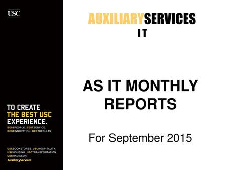 AS IT MONTHLY REPORTS AUXILIARYSERVICES I T For September 2015