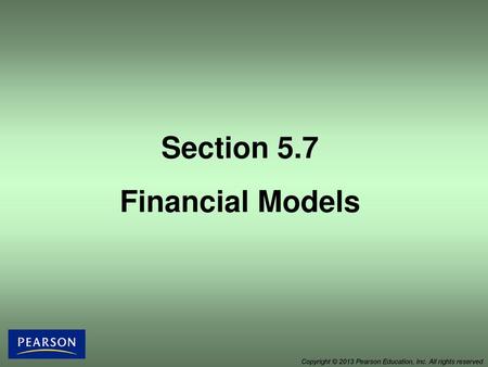 Section 5.7 Financial Models