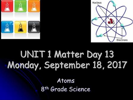 UNIT 1 Matter Day 13 Monday, September 18, 2017